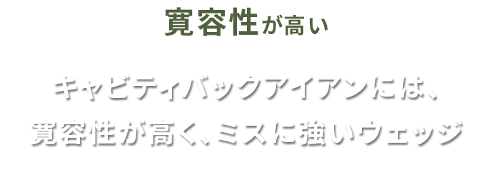 寛容性が高い「キャビティバックアイアンには、寛容性が高く、ミスに強いウェッジ」